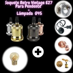 Kit Pendente Soquete E27 Retro Vintage Vermelho Antigo Lâmpada