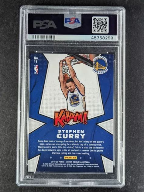 2019 20 PANINI CROWN Royale STEPHEN CURRY Kaboom SSP Warriors 19 PSA