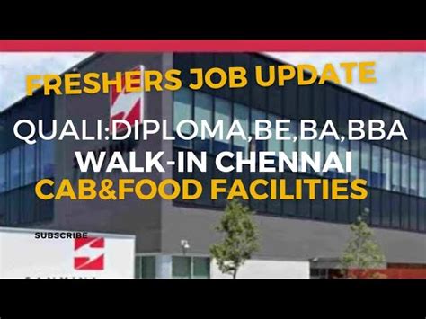 Freshers Walk In Interview Update Chennai BE Diploma BBA BA BCom Any