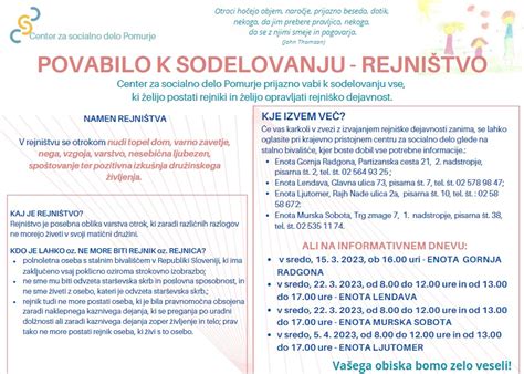 CSD Pomurje Povabilo k sodelovanju REJNIŠTVO obcinaturnisce si