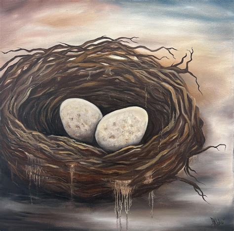 Pamela Hoke Barn Swallow Nest Oil Painting For Sale At 1stdibs