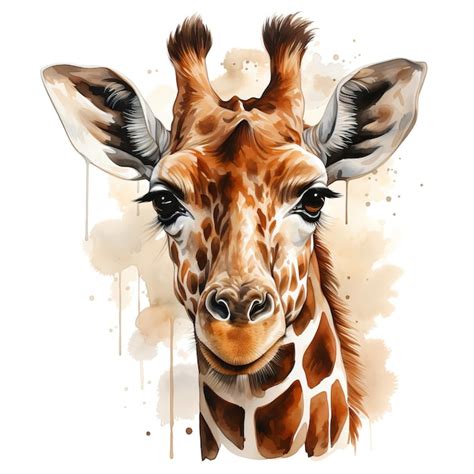 Aquarela Vector Serengeti Girafa Em Fundo Branco Vetor Premium