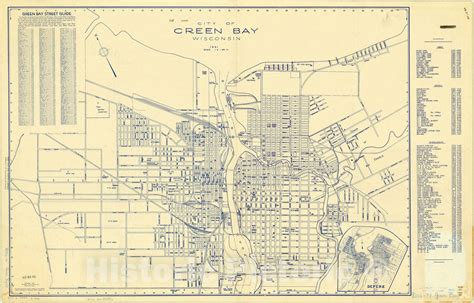 Map Green Bay Wisconsin 1941 City Of Green Bay Wisconsin Antiqu Historic Pictoric