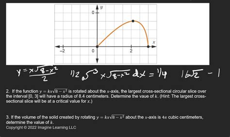 Solved 2 If The Function Ykx8−x2 Is Rotated About The