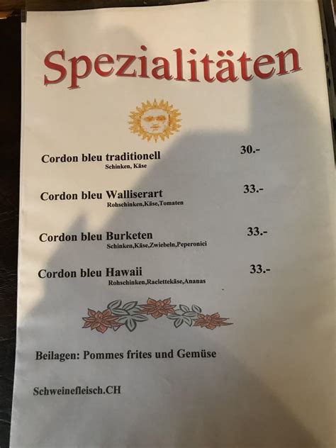 Speisekarte Von Restaurant Traube Gampel Bratsch Burketen