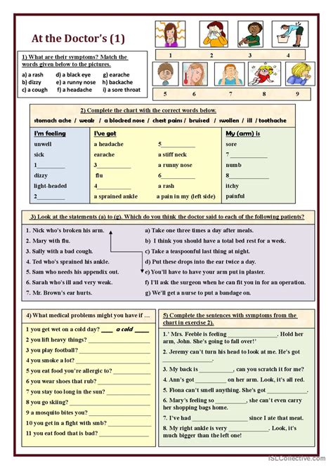 At The Doctor S Vocabulary Pictu English Esl Worksheets Pdf Doc