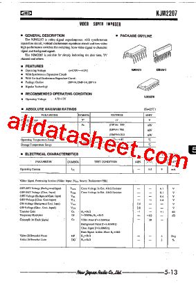 NJM2207S Datasheet PDF New Japan Radio