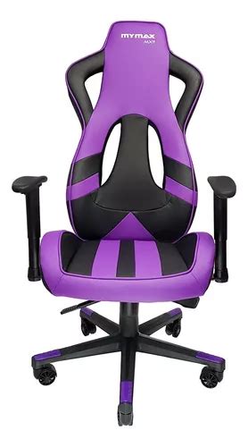 Silla De Escritorio Mymax Mx Gamer Ergon Mica Negra Y Violeta Con