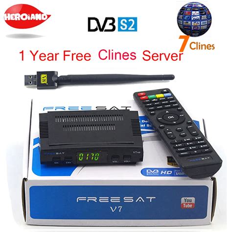 Satellite TV Receiver Decoder Freesat V7 HD DVB S2 USB Wifi With 7