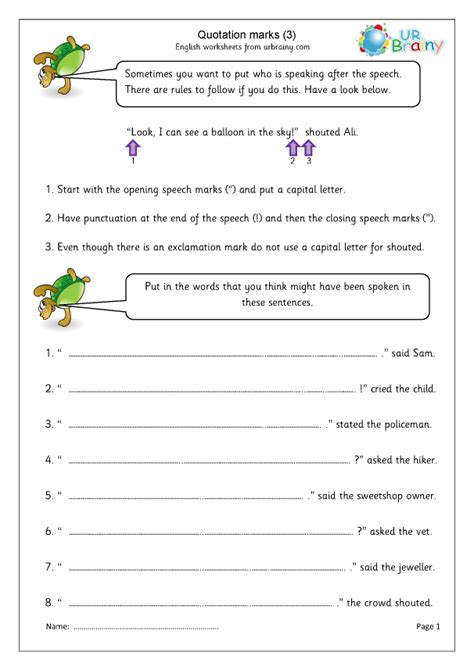 Using Quotation Marks With Dialogue Worksheet Worksheets Library