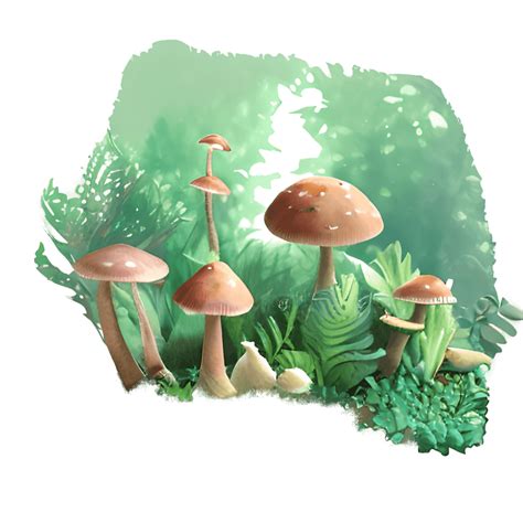 Watercolor Mushrooms Ferns Forest Ground · Creative Fabrica