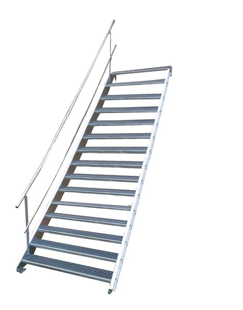 Stahltreppe 15 Stufen Breite 60cm Variable Höhe 250 320cm mit einseit