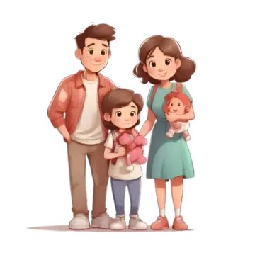 Family Members With Parents Cartoon Character, Family Clipart, Cartoon ...