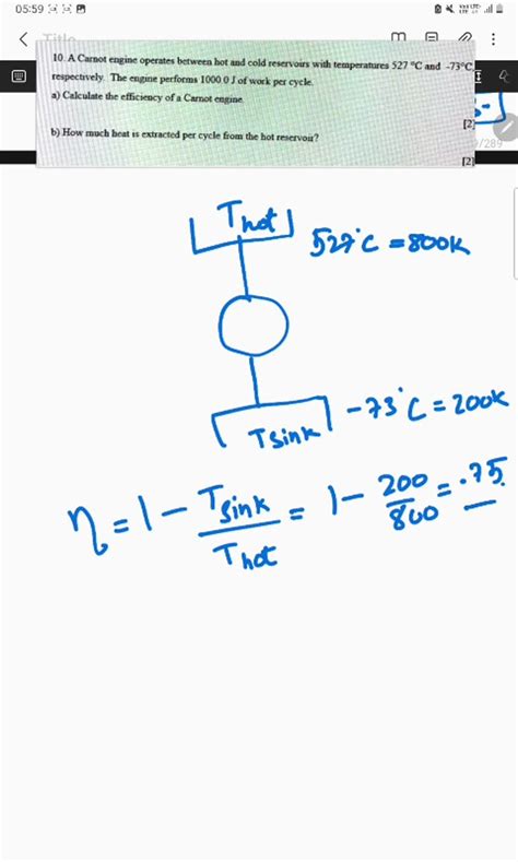 SOLVED A Carnot Engine Operates Between Hot And Cold Reservoirs With