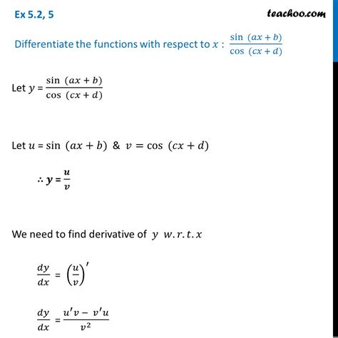 Ex 5 2 5 Differentiate Sin Ax B Cos Cx D Class 12 Cbse