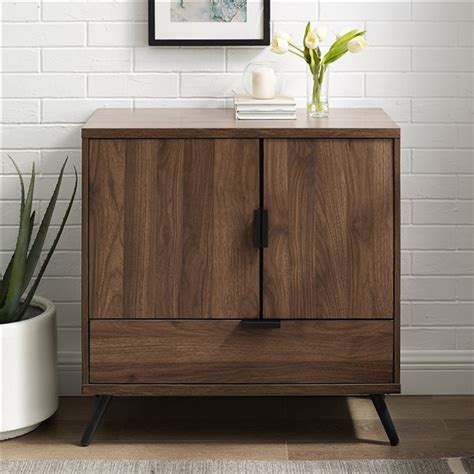 Walker Edison 30 In Accent Cabinet With 2 Doors And 1 Drawer Dark Walnut Lwf30kar2ddw Rona