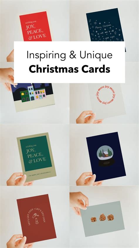 hands holding cards with the words inspire and unique christmas cards