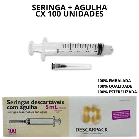 Seringa 5ml 100un Agulha 25X0 7cm Luer Slip Descarpack Shopee Brasil