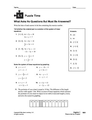 5 1 Puzzle Time Answer Key Fill Online Printable Fillable Blank