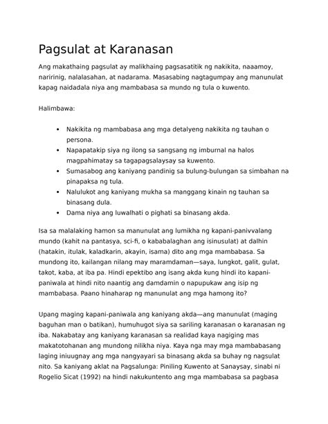 Pagsulat At Karanasan Pagsulat At Karanasan Ang Makathaing Pagsulat