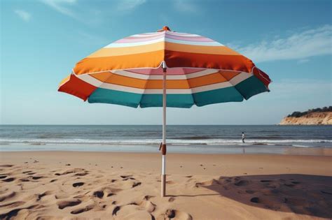 Premium Photo Umbrellas On The Beach The Sea Breeze Blows Gently