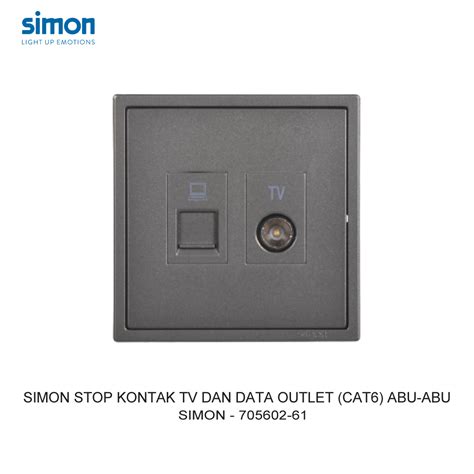 ListrikKita SIMON STOP KONTAK TV DAN DATA OUTLET CAT6 ABU ABU