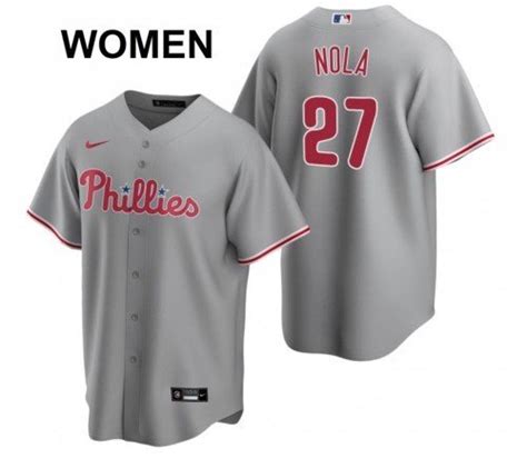 Womens Philadelphia Phillies 27 Aaron Nola Jersey Gray Road 2020