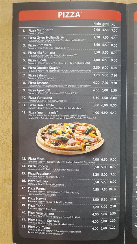 Speisekarte Von Pizzeria Mamma Mia Rheine