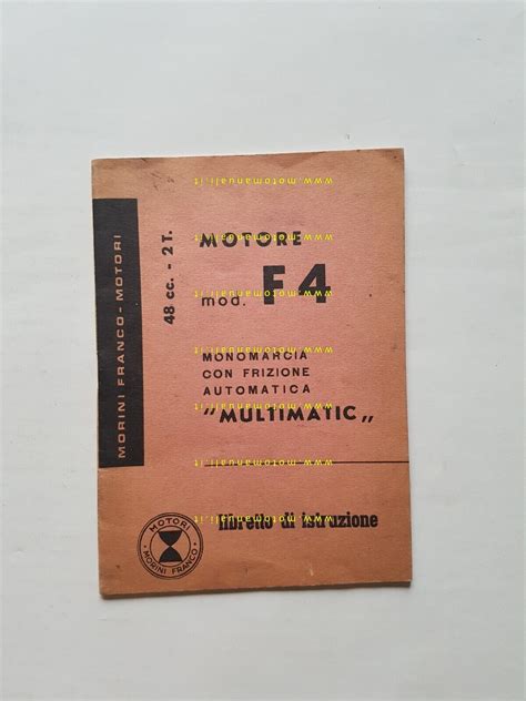 Owners Manuals Franco Morini Motore F Anni Manuale Uso