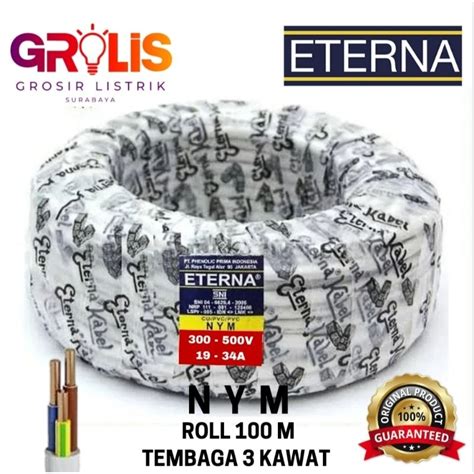 Jual Eterna Kabel NYM 3x2 5 Roll 100 Meter Kabel Listrik Putih 3X2 5