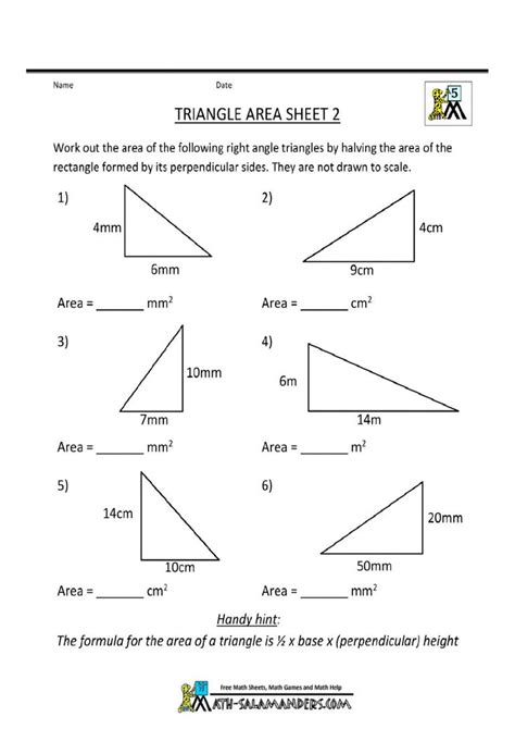 Area Of A Triangle Worksheet Area Worksheets Triangle Worksheet