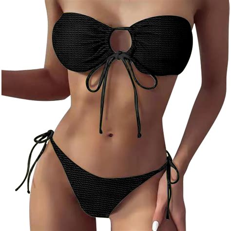 Tiqkatyck Bikini Sets For Women Clearance High Cut Bandeau Bikini Sets