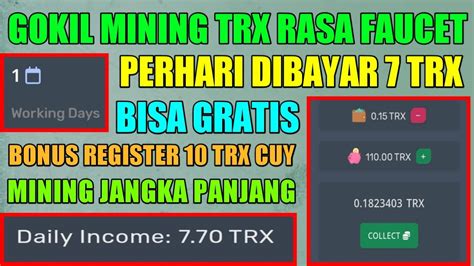 Baru Cuy Mining Trx Rasa Faucet Dibayar Trx Perhari Gratis No