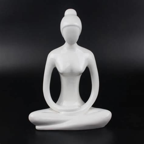 3 Pcs Yoga Figurine Zen Garden Statues Ceramic Women Meditate Statues