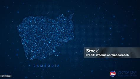 Cambodia Map Modern Design With Polygonal Shapes On Dark Blue