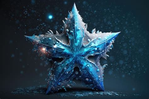 Premium Ai Image Sparkling Blue Star Decoration For Christmas Or The