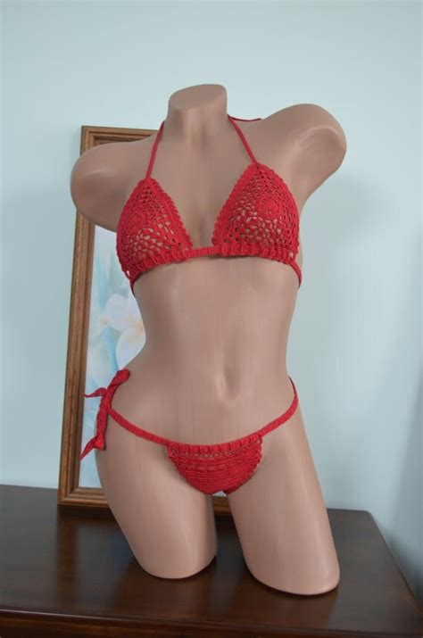 Red Lace Bikini G String Bikini Crochet Bikini Sexy Bikini