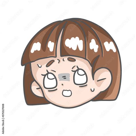 woman cartoon warried face. Cartoon girl showing anxious face PNG ...