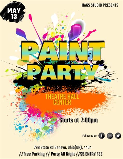 Paint Party Flyer Template Postermywall