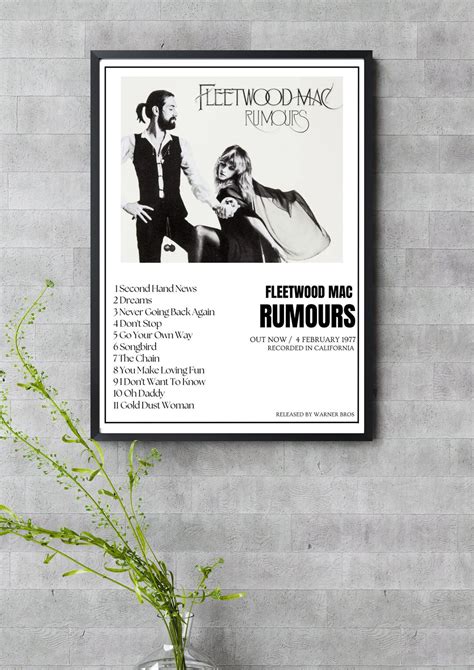 Fleetwood Mac Rumours Album Cover / Home Decor Trending Wall Art Black ...