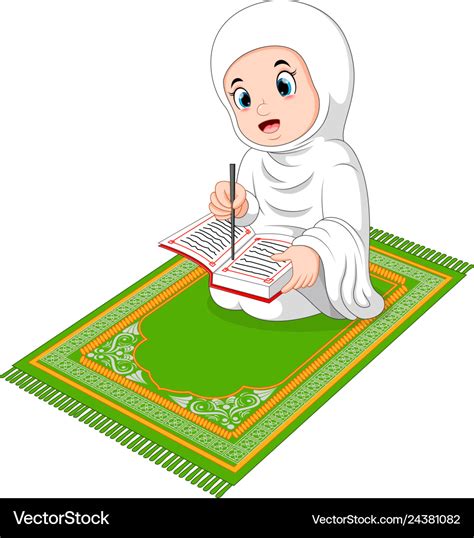 Muslim Girl Reading Holy Quran Royalty Free Vector Image