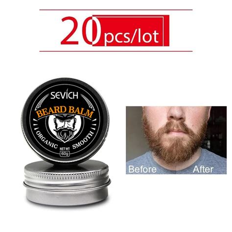 Sevich 20pcs Lot 30g Men Organic Beard Oil Balm Mustache Wax Styling Beeswax Smoothing Gentlemen