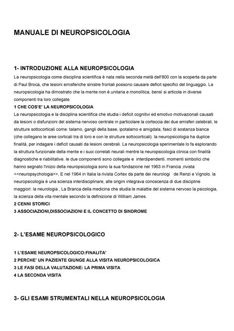 Manuale Di Neuropsicologia Convertito Manuale Di Neuropsicologia