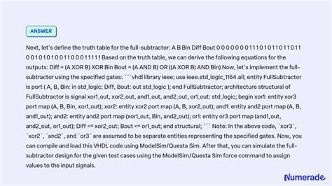 SOLVED VHDL Code Model A Full Subtractor In VHDL At The Structural