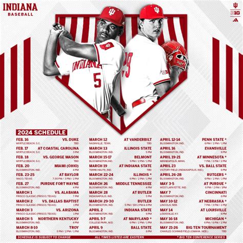 Indiana baseball releases full schedule for 2024 season - TheHoosier ...