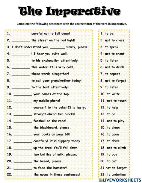 Imperative Worksheet Mastering The Art Of Effective Communication