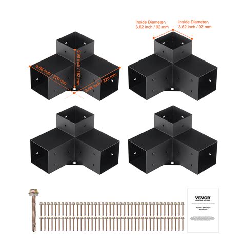 Vevor Kit Supports De Pergola X Po X Cm Support De Poteau Bois De