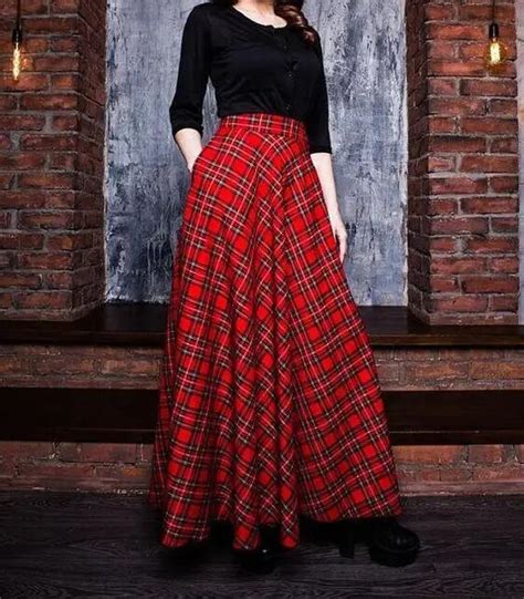 Wbctw High Waist Plaid Skirt Xxs 10xl Plus Size Maxi Holiday Party