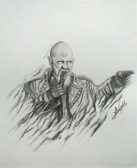 Dibujo Echo En Tinta China Del Gran Rob Halford Vocalista De Judas