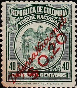 Stamp Coat Of Arms Defensa Nacional Colombia Revenue Stamps Col